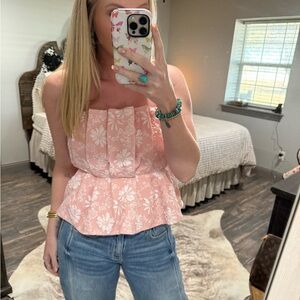 Pink Floral Embroidered Top
